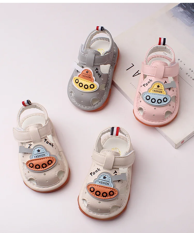 Summer whistle boys sandals 0-1-2 years old cow tendon sole children call shoes girls baby