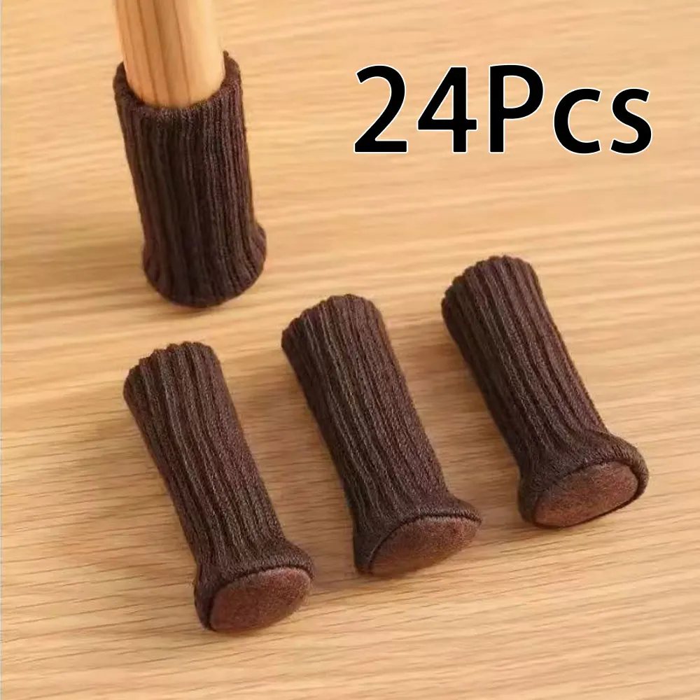 24Pcs Chair Legs Socks Knitted Furniture Feet Floor Protectors Anti-slip Pads Silent Thicken Table Chair Leg Socks Covers
