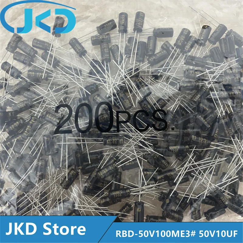 

200PCS 50V10UF volume 5X11mm RBD-50V100ME3# 10uF ±20% 50V Original audio electrolytic capacitor