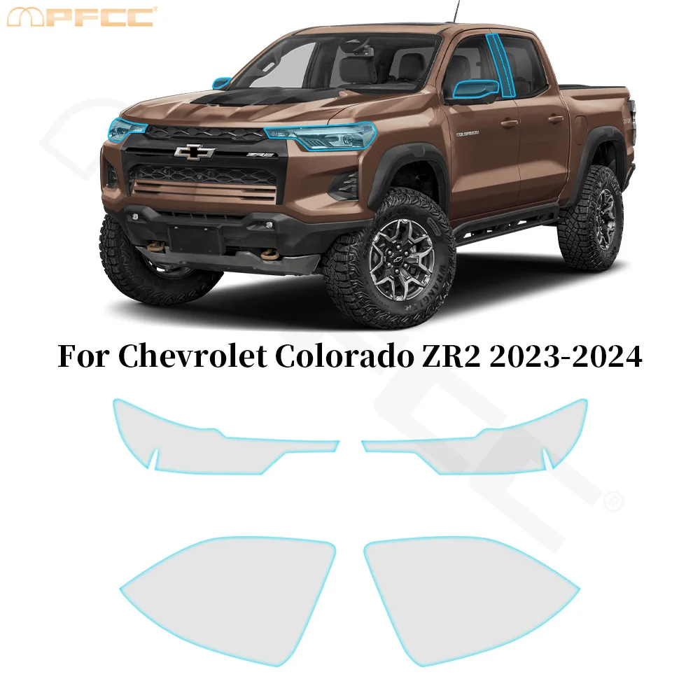 

For Chevrolet Colorado ZR2 2023 2024 Headlight Rearview Anti-Scratch TPU Paint Protection Film Clear Bra Pre-cut PPF Resistant
