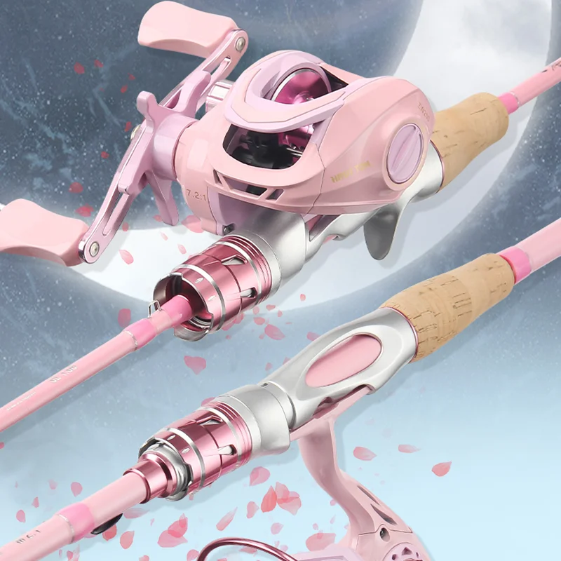 

HUATTON Macaron Pink Travel Spinning 1.68M 2.1M UL M FUJI Casting Fishing Rod Telescopic Carbon UltraSoft Carp Pole Lure River