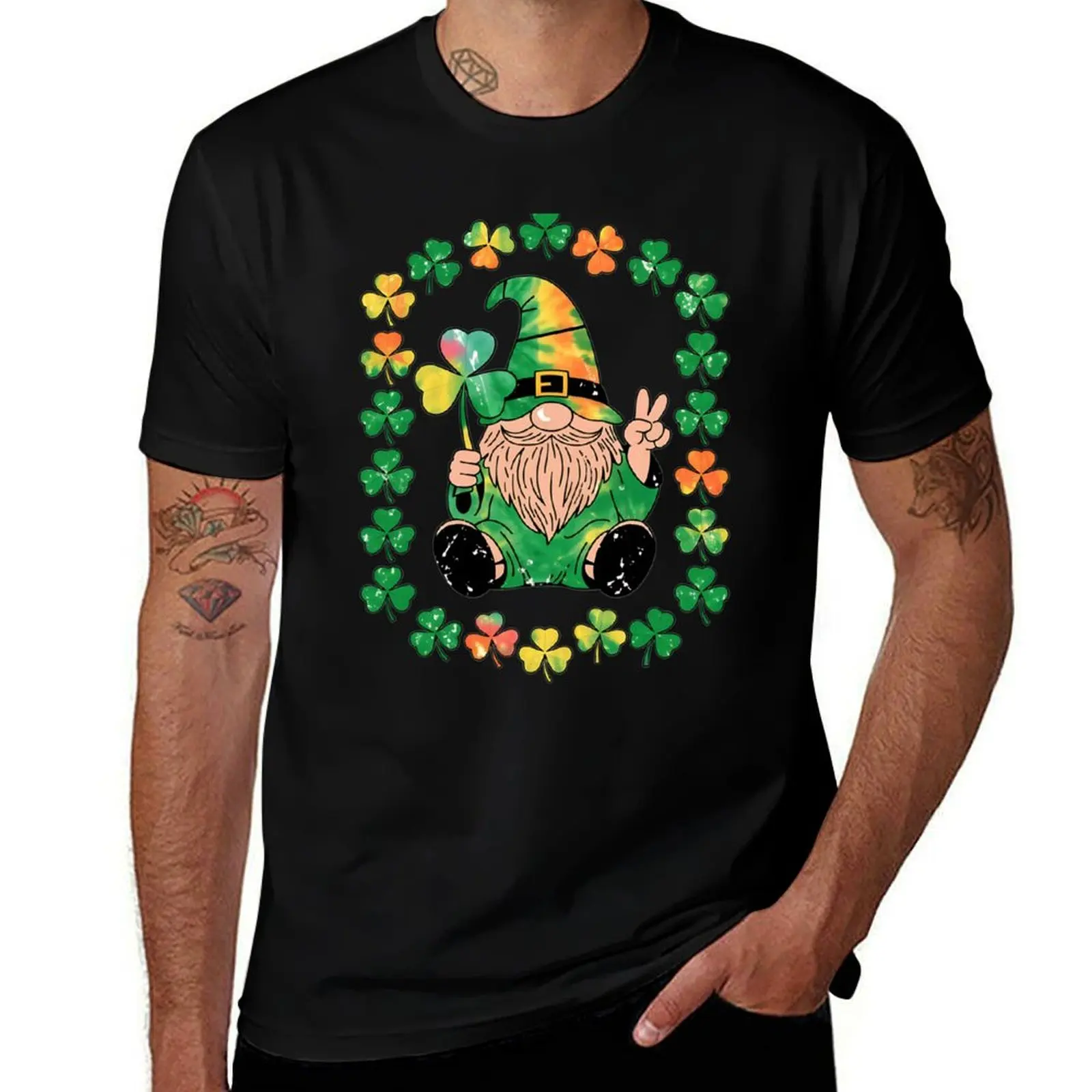 

Gnome Tie Dye Shamrock Clover St Patricks Day Hippie T-Shirt Louboutins anime figures sublime funny t shirts men