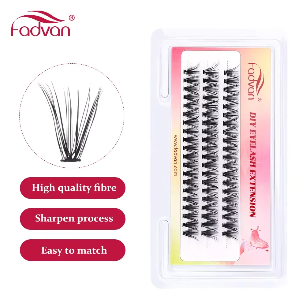 Fadvan Individual Cluster Lashes Faux Mink Premade Volume Fan Eyelash Extension Heat Bonded Cluster Lash Self-grafting Supplies