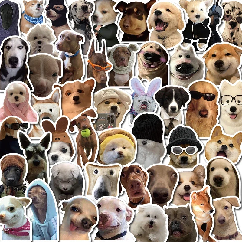 50PCS MEME Dog Puppy Funny Cute Stickers Vintage For DIY Kids Notebook Luggage Motorcycle Laptop Refrigerator Decal Toy Decor