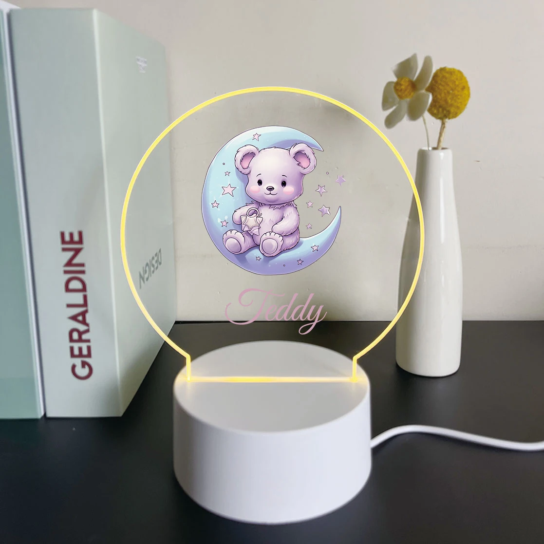 1pc Personalize Custom Moon bear Led Table Lamp For Home Room Decoration Nightlight Usb 3D Touch LED Night Light 3D Visual Lamp - view 3