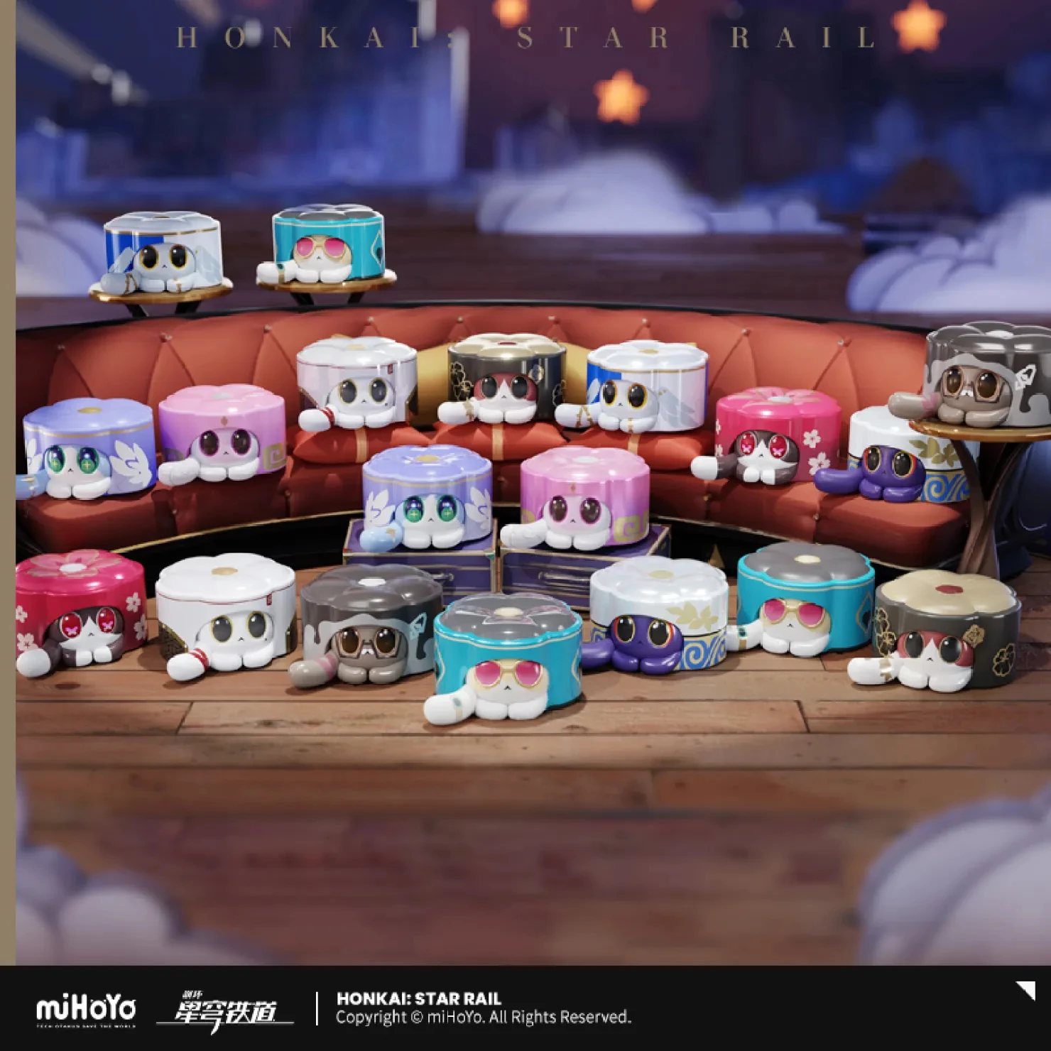 [Genuine] Ruan Mei's Creature Mini Statue Part 2 Honkai Star Rail Cartoon Cat Pastry Molds Anime Cosplay Dolls Car Desk Ornament
