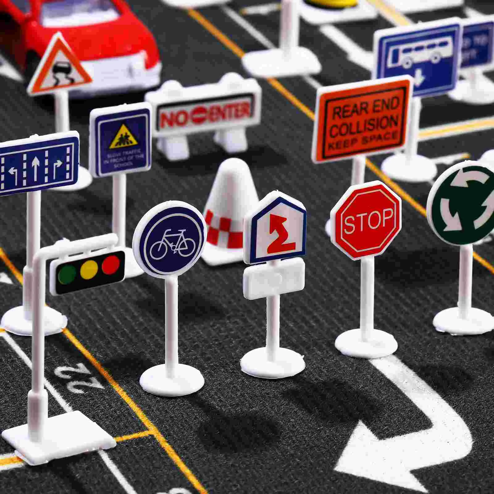 

56 Pcs Traffic Sign Toy Street Road Signs Model Simulation Toys Plastic for Kid Creative