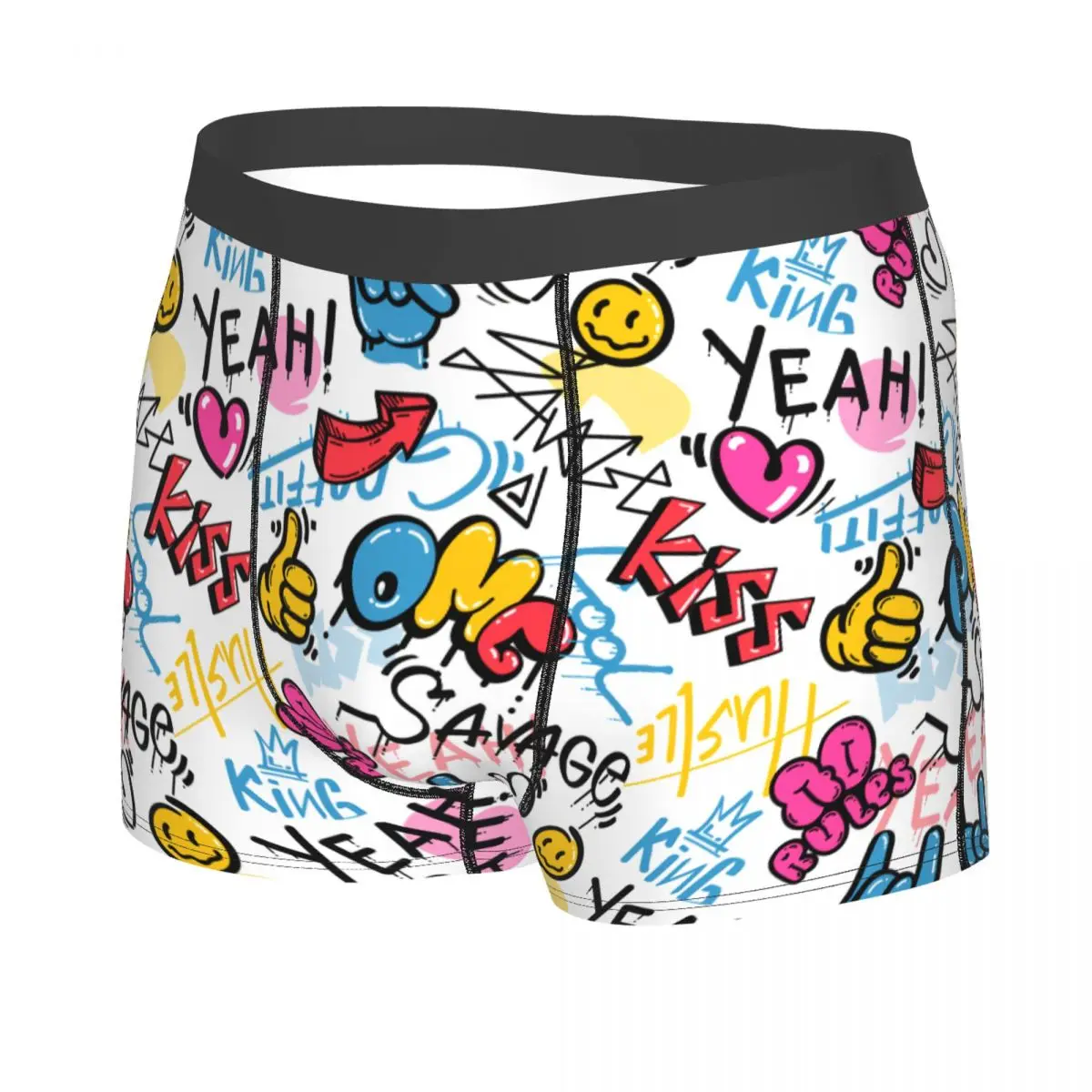 Custom Vintage Street Wall Graffiti Art Pattern Underwear Street Art Style Boxer Briefs Men Stretch Shorts Panties Underpants