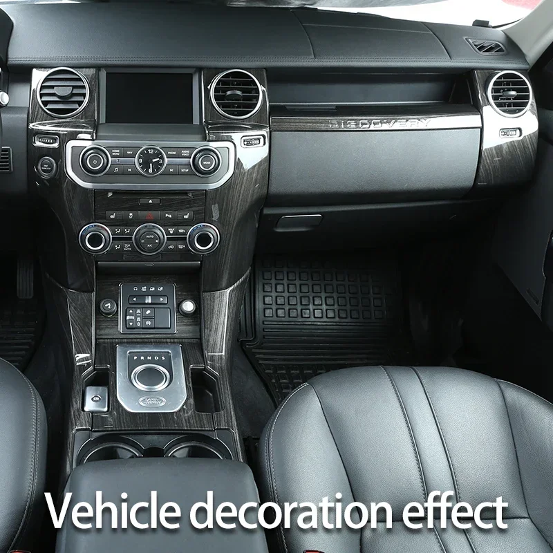 ABS Black Wood Grain For Land Rover Discovery 4 LR4 2010-16 Car Gear Panel Decoration Strip Frame Cover Interior Car Accessories