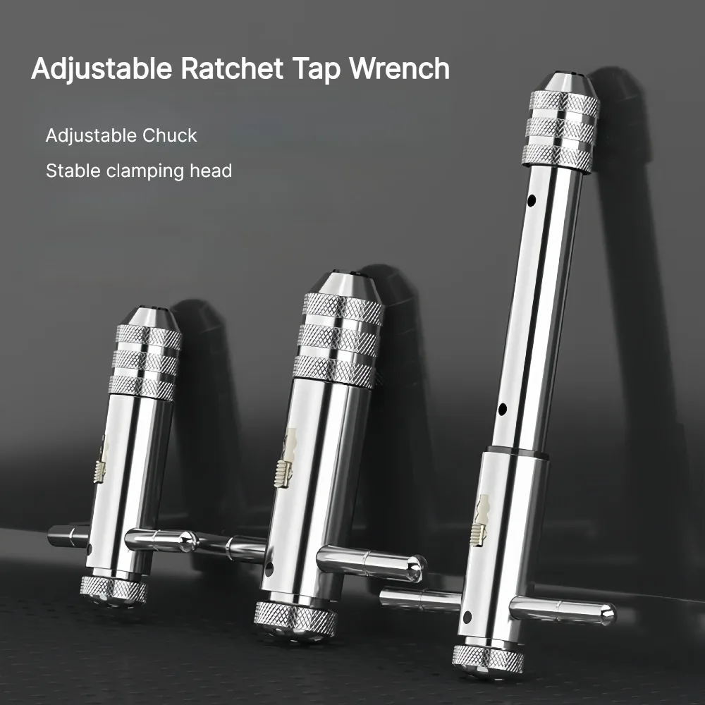 M3-M12 Adjustable Ratchet Tap Wrench Extended Forward Reverse Twister Thread Tapping Tool Tap Die Set T-Handle Hand Tools