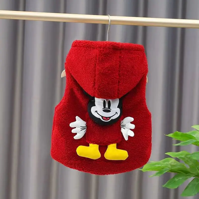 Pluszowa kamizelka dziecięca 2022 jesień zima New Baby Boy Girl Mickey Mouse kreskówka ciepła bawełniana kamizelka z kapturem dziecięca kaszmirowa