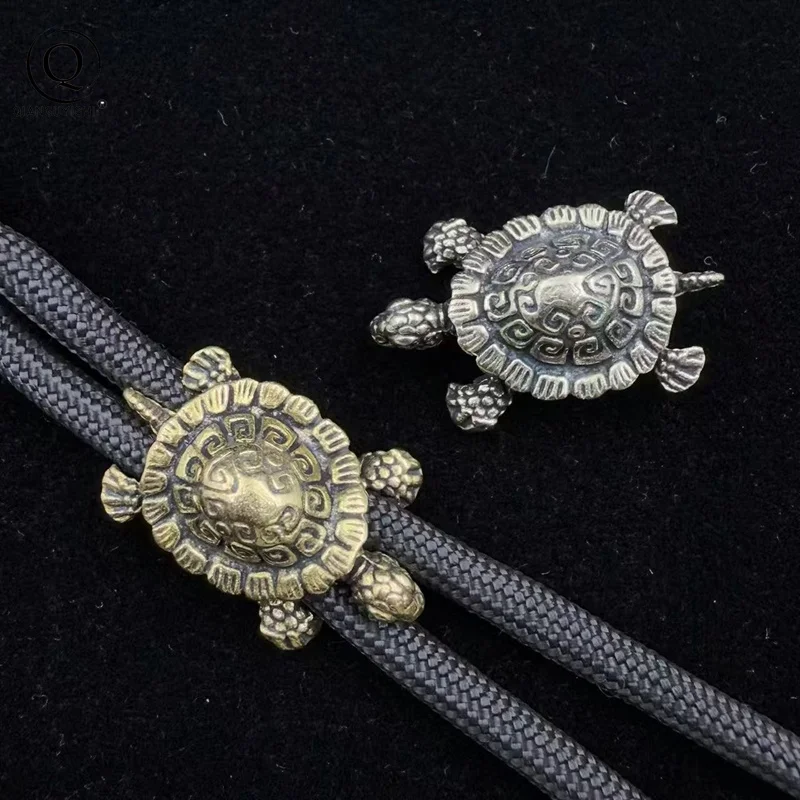 Antique Pattern Turtle Brass Knife Beads EDC Outdoor DIY Paracord Handmade Woven Lanyard Pendants Umbrella Rope Bracelet Charms