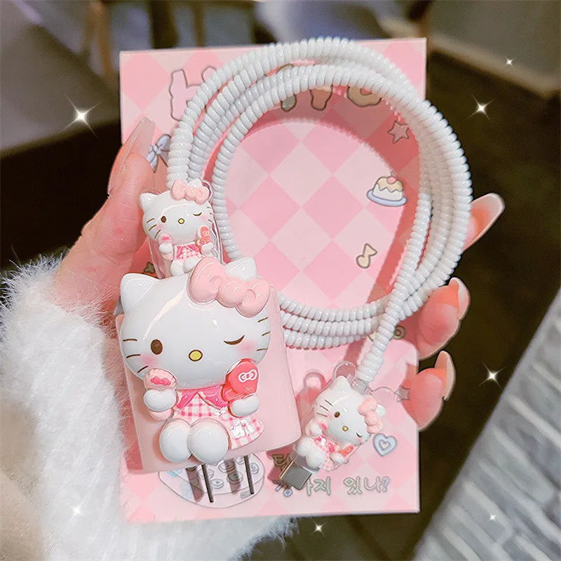 Cute Cartoon Charger Spring Cable Winder Charger Protection for Apple 20w Data Cable Charging Decoration Accessories #1