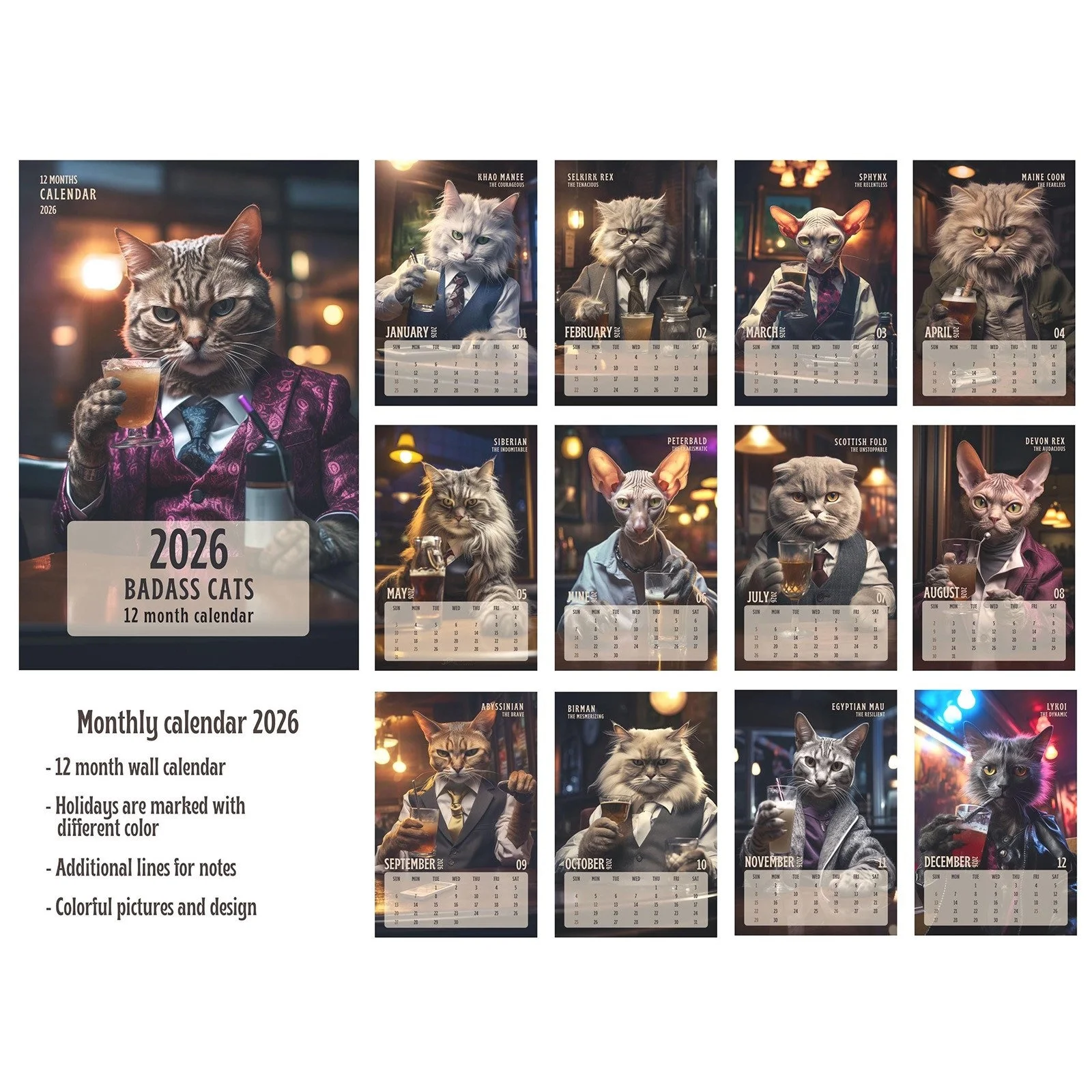 Cats Calendar 2025 -january 2026 - December 2026 Easy Planning Weekly Monthly Planner For Planning Scheduling And Organizing