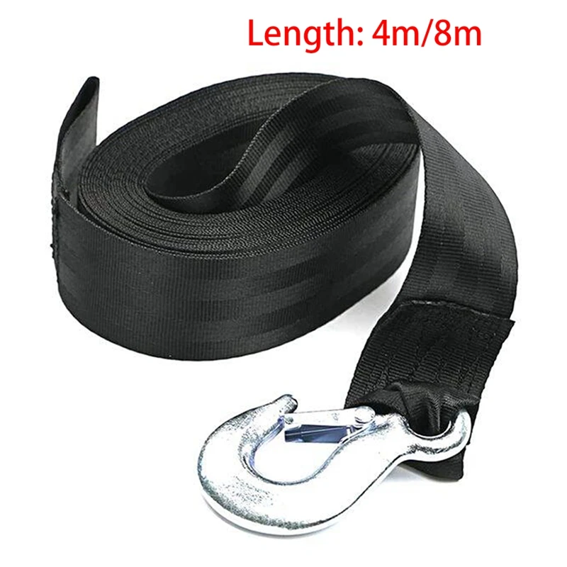 Boat Winch Strap With Hook And Safety Latch – Loop End – 5,000Lbs For Trailer, Ship Docking