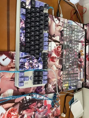 Genshin Impact Raiden Shogun 128 Key Cap PBT DYE Sublimation Cherry MX Cross Axis Switch Keycap Mechanical Keyboard Game Gift