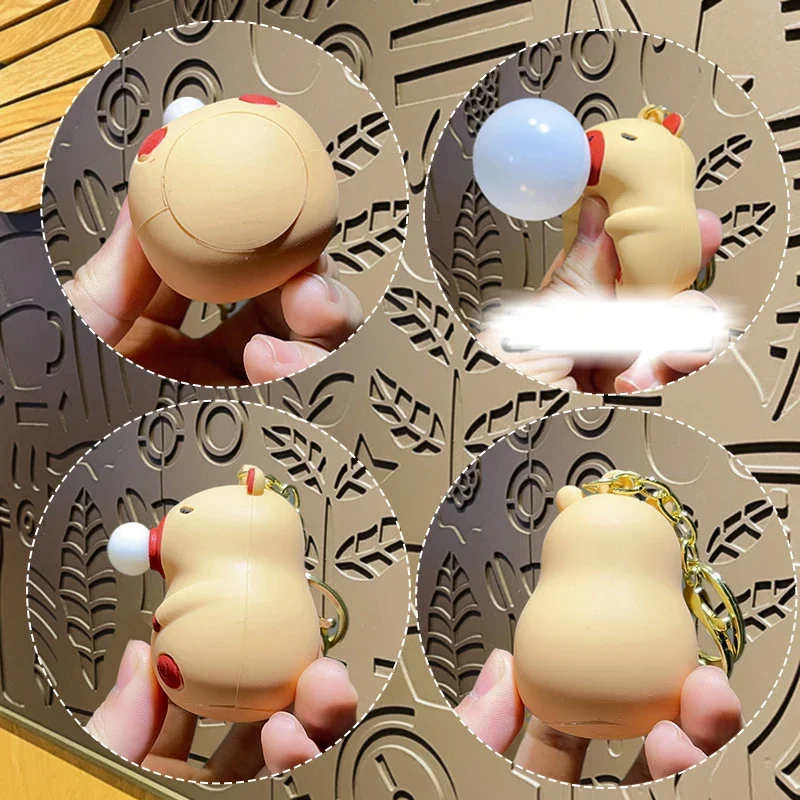 Capybara Pinch Music Toy Blowing Bubble Keychain Girls Capybara Doll Decompression Toys Children\'s Schoolbag Pendant