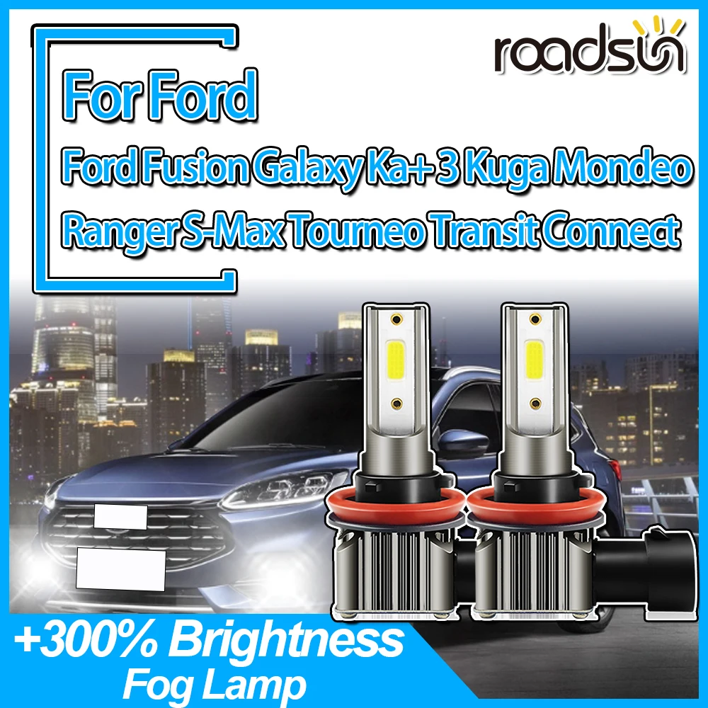 6000k Fog Lamp MIni Led Fog Lights 200W Car Bulbs For Ford Fusion Galaxy Ka+ 3 Kuga Mondeo Ranger S-Max Tourneo Transit Connect