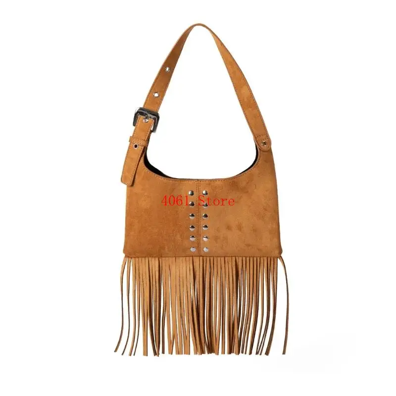 Trendy Suedes Handbag Spacious Compartment Practical Wear Resistant Shoulder Bag