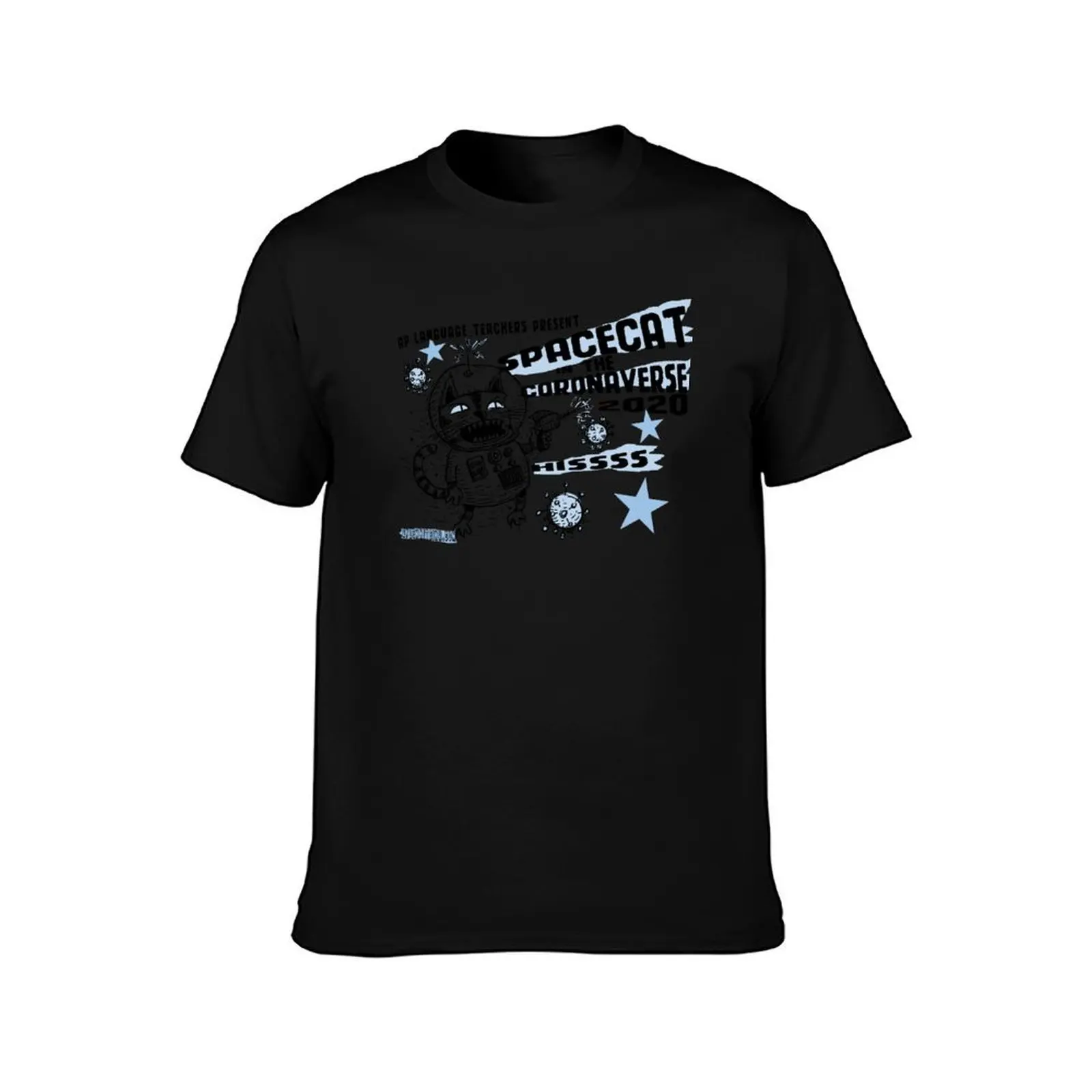 AP Language Teachers' SPACECAT T-Shirt, Summer Casual Cotton Tee, Oversized Streetwear Tops, Vintage Graphic Print, 100% Cotton