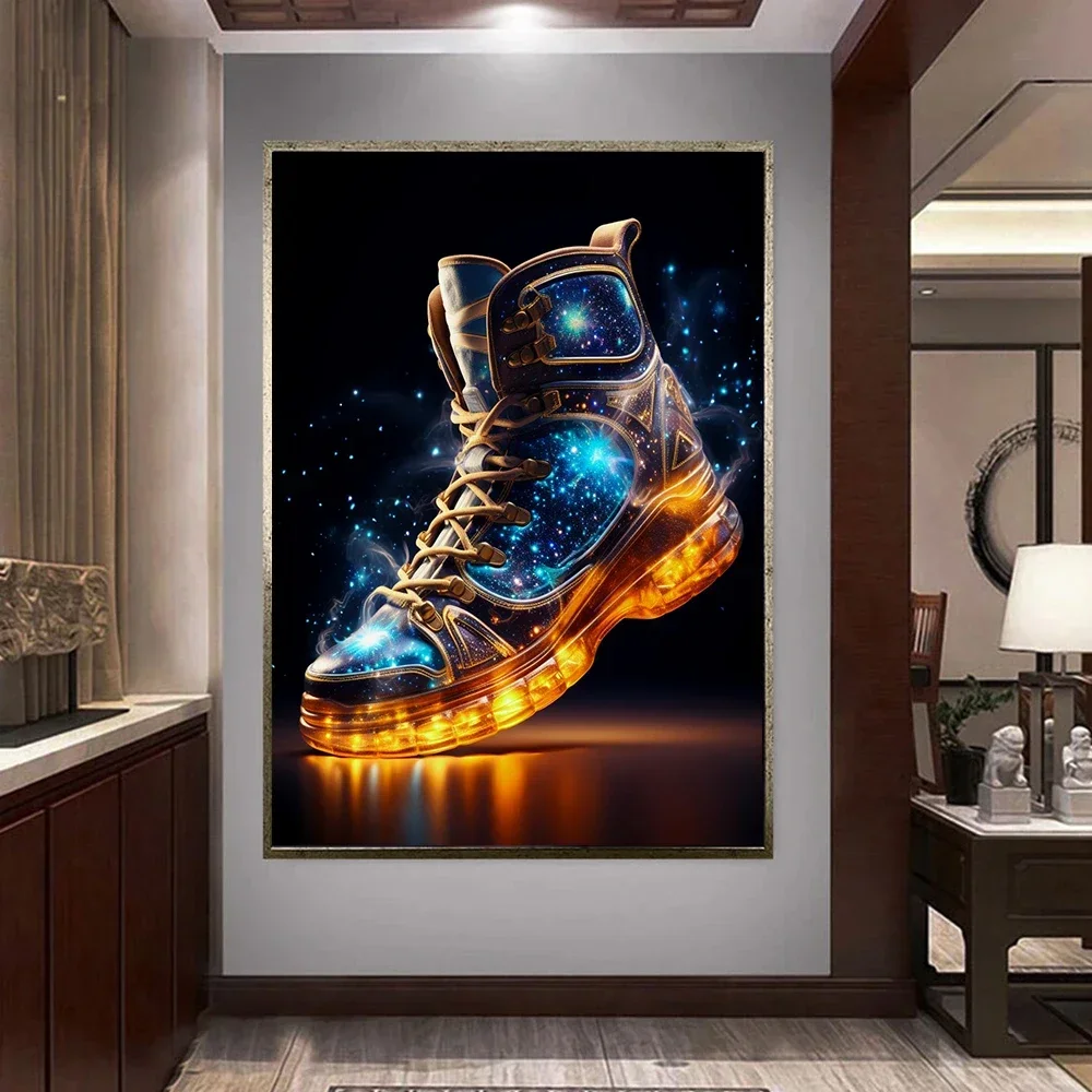 Fantasy Starry Night Sport Shoes Poster Prints For Living Room Home Decor Abstract Sneakers Canvas Painting Wall Art No LED