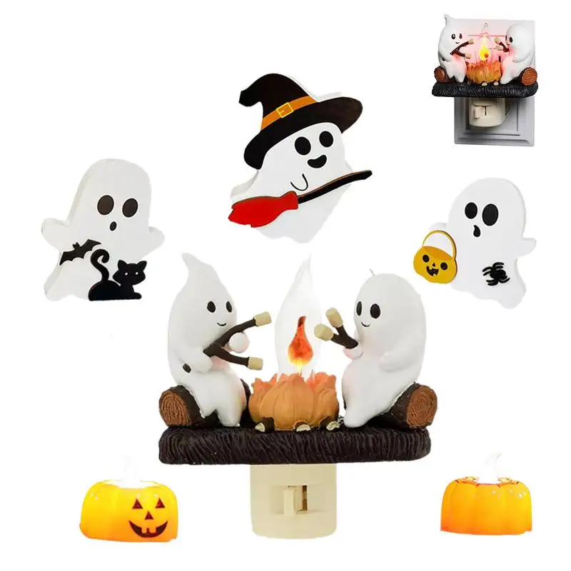 

Ghosts Campfire Table Lamp Ghost Roasting Marshmallows Christmas Plug In Campfire Night Light Flickering Night Light Nightstand