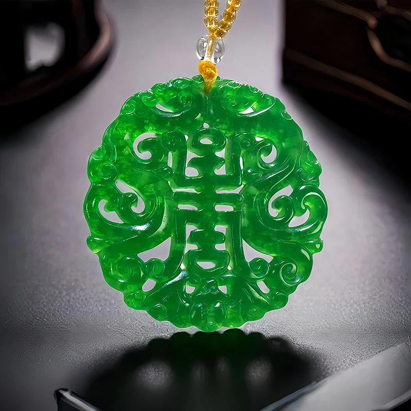 Green Real Jade Dragon Pendant Necklace Gift Vintage Charm Men Designer Accessories Chinese Stone Carved Jewelry Natural