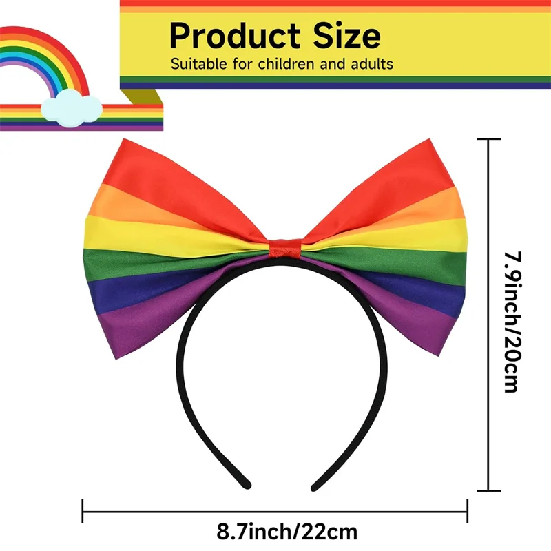 1 قطعة Bowknot قوس قزح عقال فخر رئيس Bopper للنساء الفتيات ، فخر يوم قوس قزح إكسسوارات الشعر