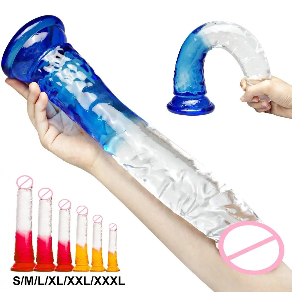 

Crystal Jelly Huge Dildo Realistic Penis Anal Butt Plug Sexy Toys For Couples Vagina Anal Massage Women's Dildos Adult Supplies