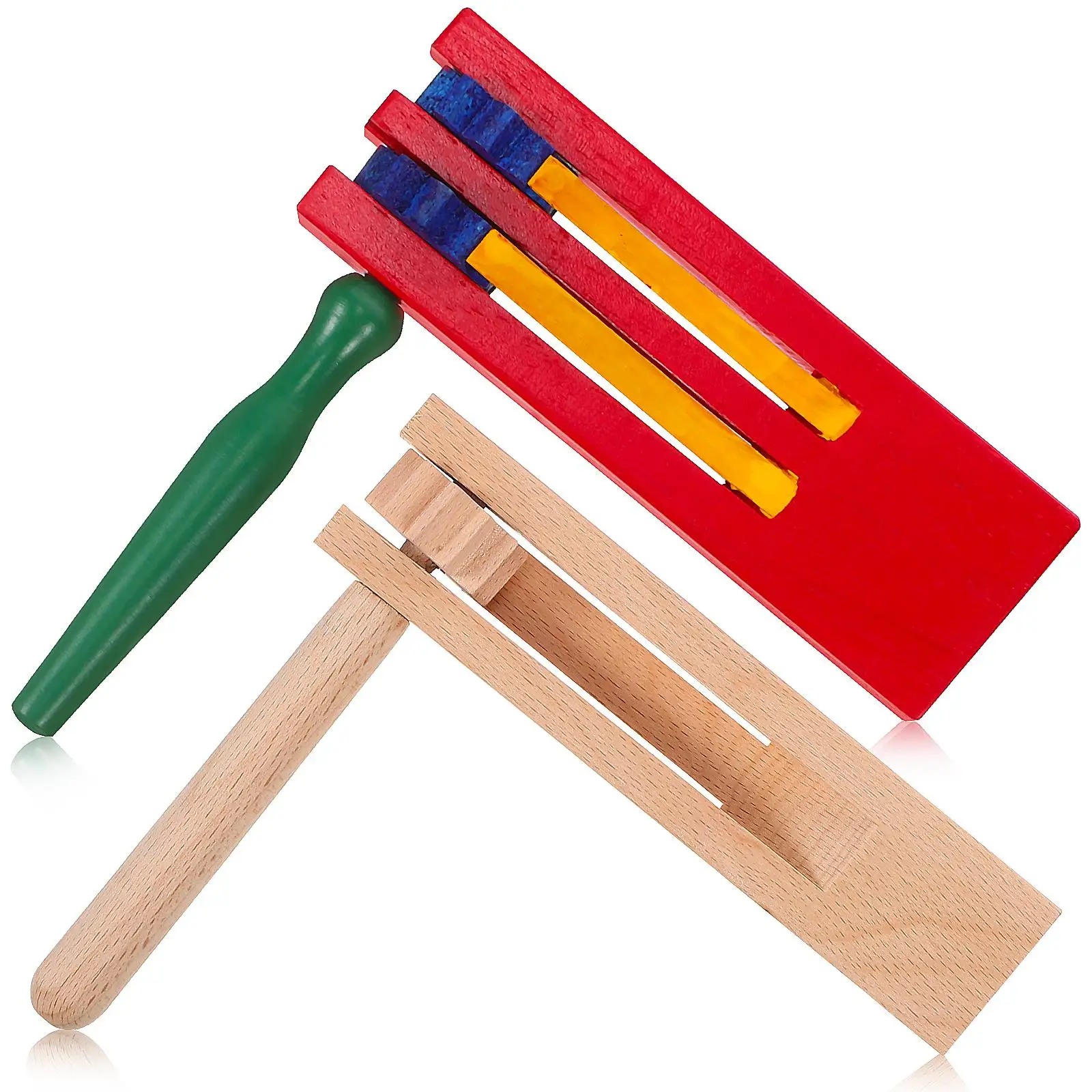 

2Pcs Wooden Soundboards Ratchet Toy Colorful Double Layer Natural Wood Single Layer ff Music Instruments H held Educational