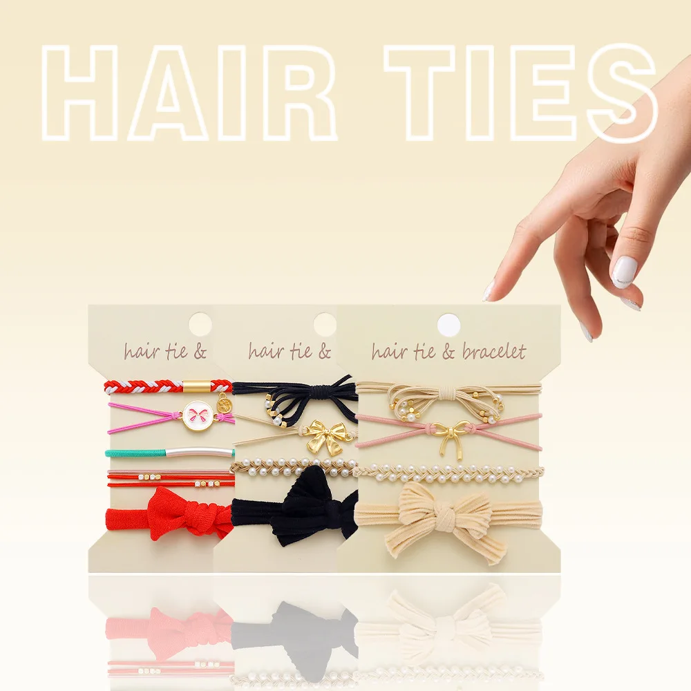 4 قطع من أربطة الشعر المطاطية من أمازون، أربطة شعر معدنية بوهو، وظيفة سوار مزدوج، حامل ذيل حصان