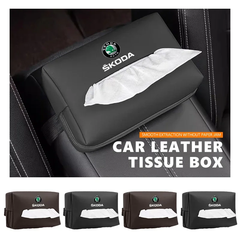 

Car Stickers Car Styling Tissue Bag Armrest Box Paper Towel Interior Organizer Accessories For Skoda Kamiq Karoq Octavia 2 3 Rap