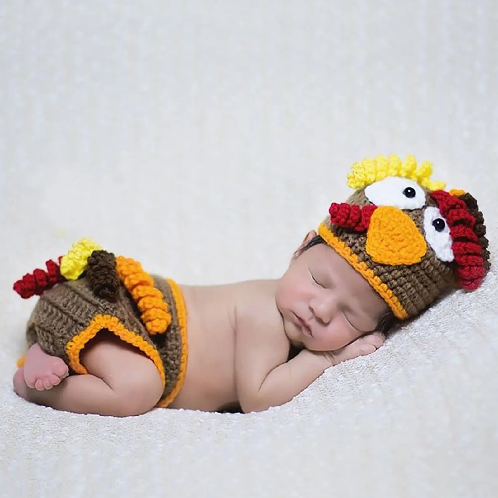 Turkey Set Thanksgiving Turkey Hat Children's Boys Photography Clothing Baby Girls Photos Knitting Yarn Chicken Shaped Clothing