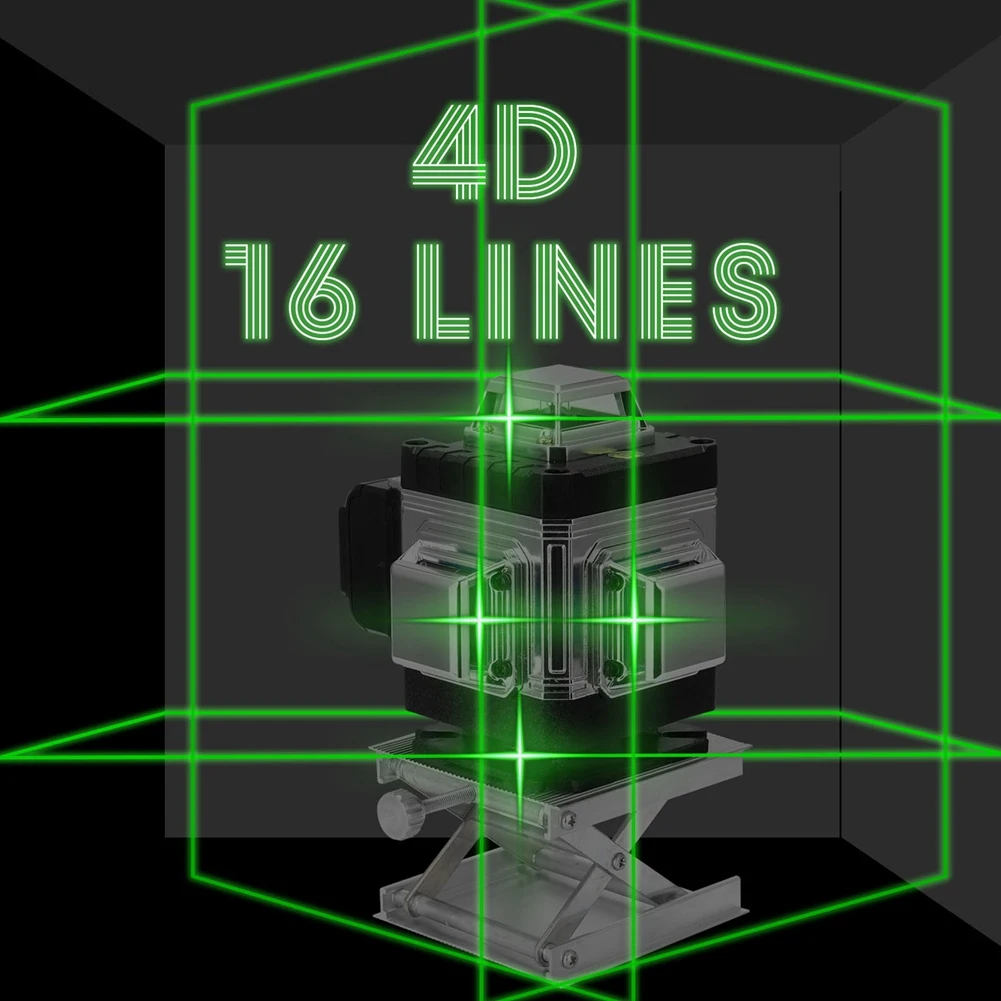4D 16 라인 레이저 레벨기 360 셀프 레벨링 기능, 지면 벽 스티커, 수직 수평 사선
