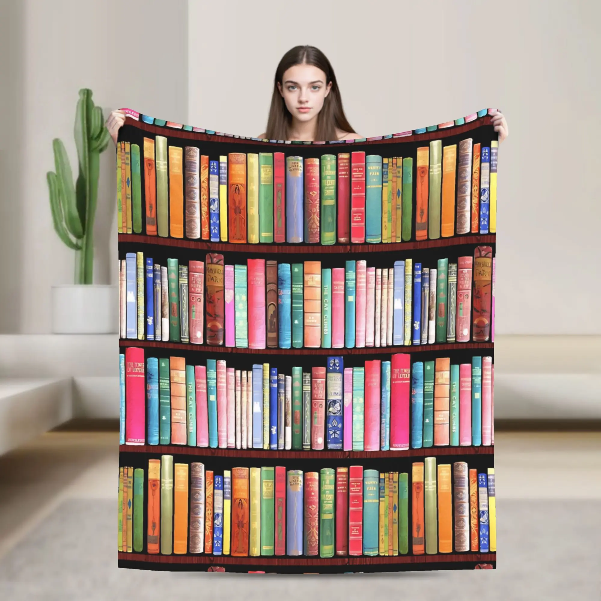 Soft Blanket Picnic Book Shelf Throw Blanket Funny  Bedspread For Chair Sofa Bed