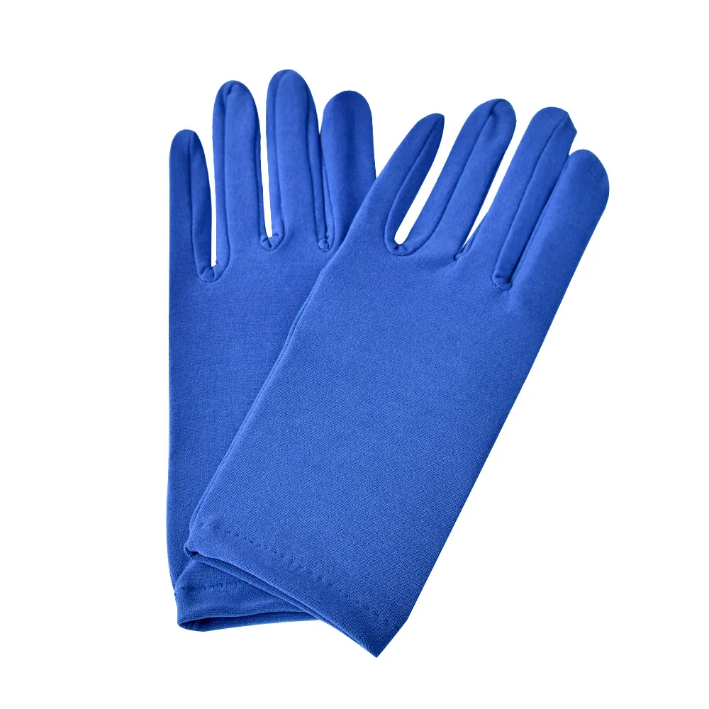 New Satin Full Finger Party Short Gloves For Women Girls Spring Autumn Solid Mittens Outdoor Dance Dress Up Bride's Gloves