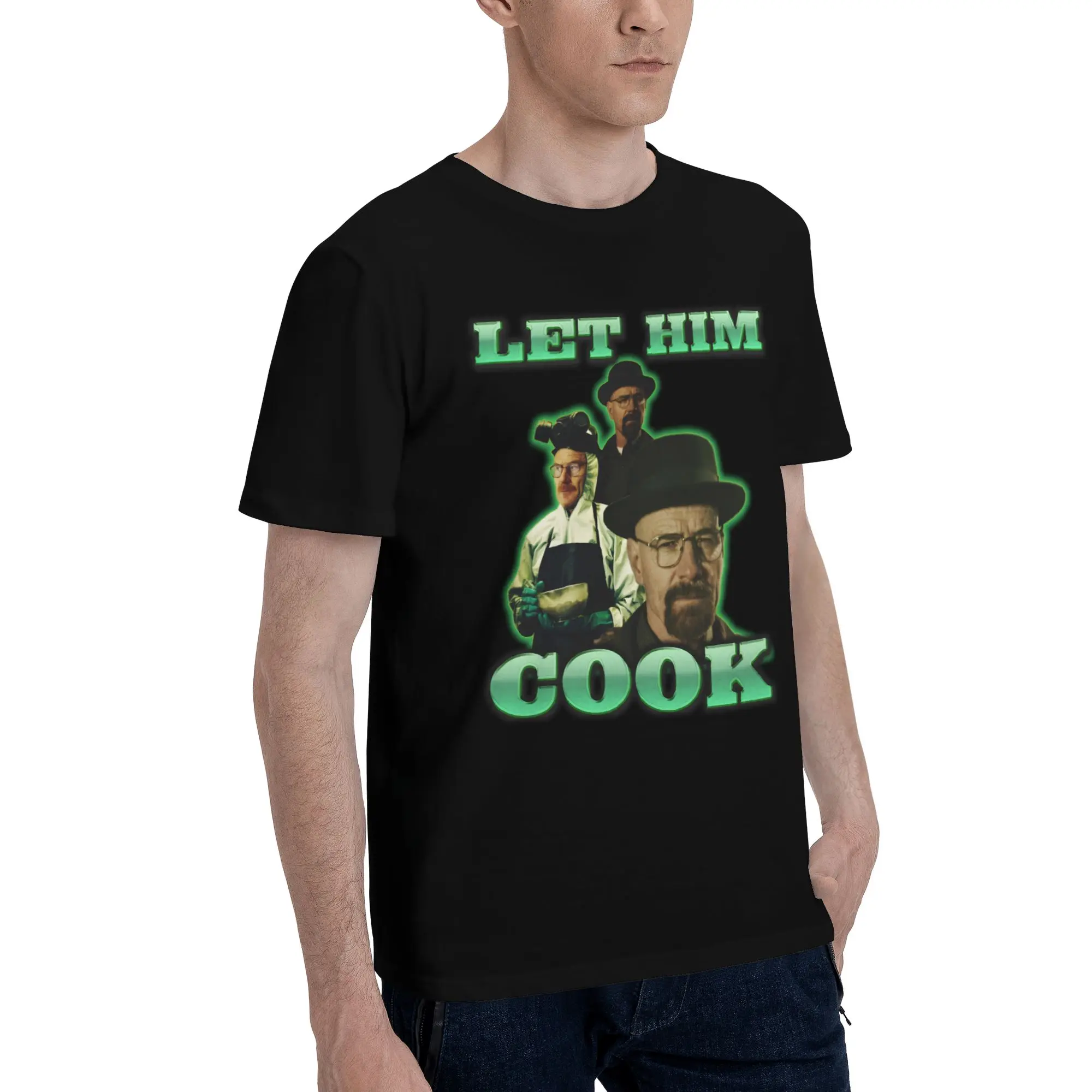 دع له الطبخ والتر وايت تي شيرت للرجال من القطن الخالص كسر سيئة التي شيرت الشارع الشهير قصيرة الأكمام تي شيرت ملابس فضفاضة تناسب #2