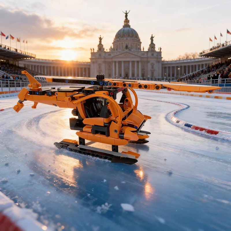 469pcs MOC Technical Helicopter Orange Rotor Model Building Blocks Toys Construction Creative Education Christmas Gifts Brick