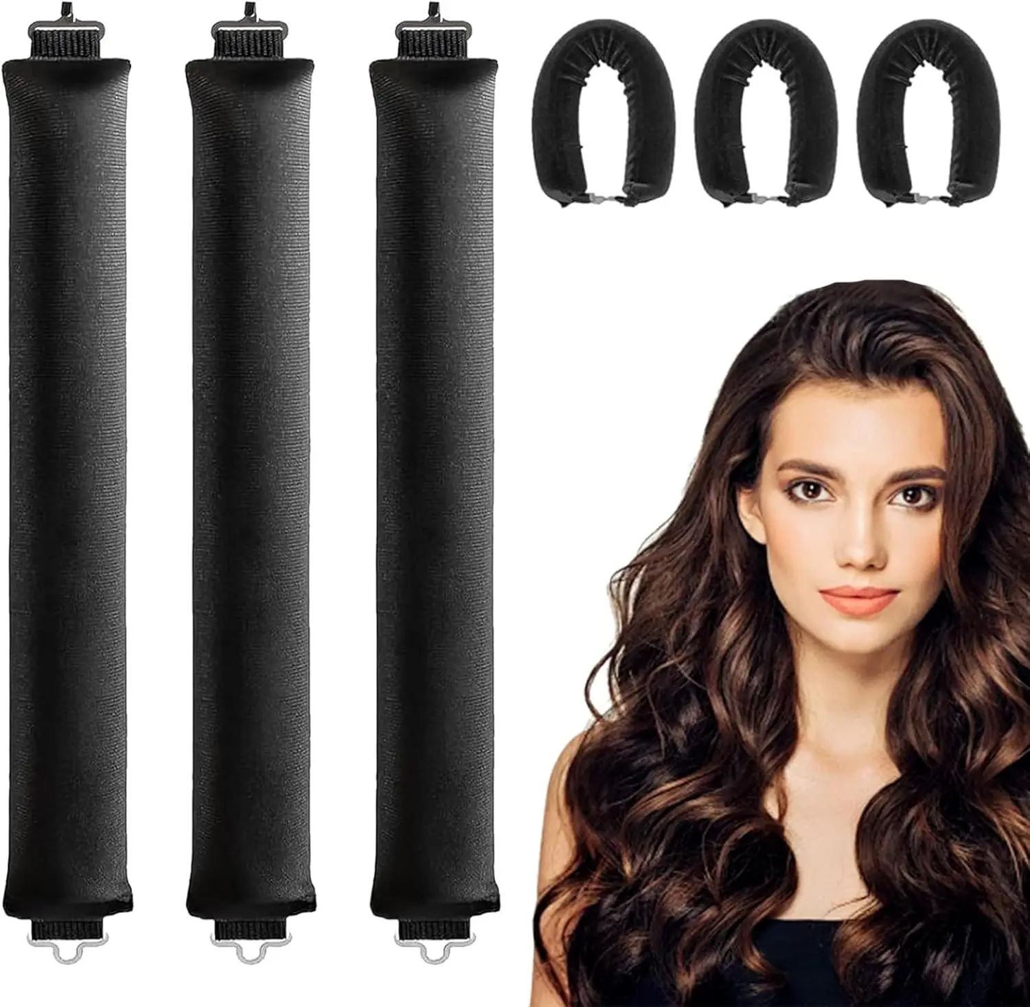 

3 Pcs heat-free curling irons flexible curling irons for all hair types overnight blow dryer with soft material no heat required