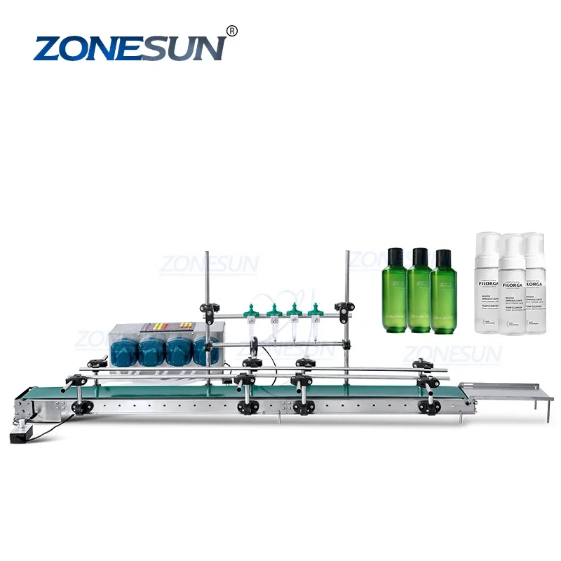 

ZONESUN ZS-DTPP100C4 Desktop Four Heads Peristaltic Pump Automatic Essential Oil Vial Bottles Cosmetic Liquid Filling Machine