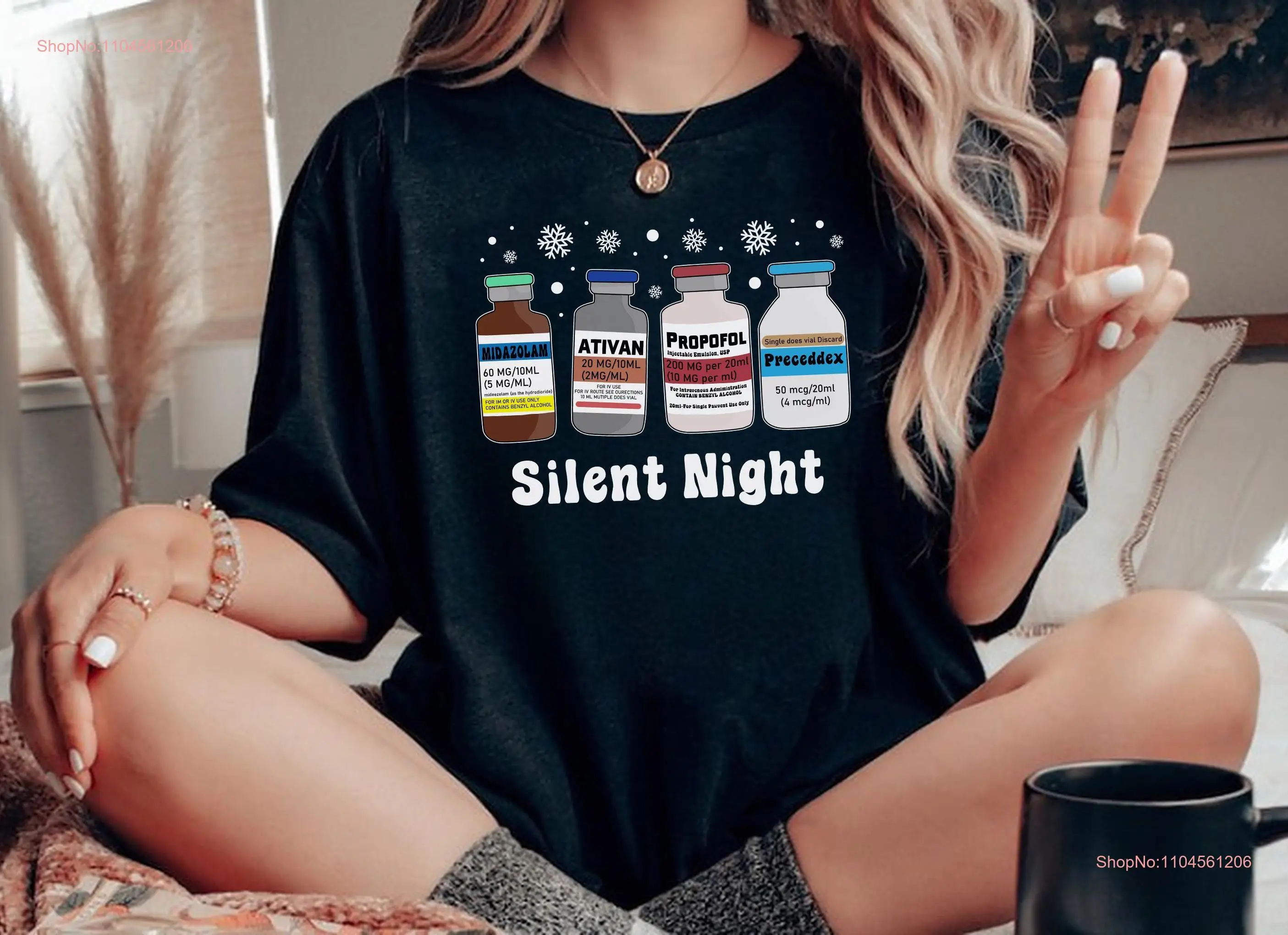 Rétro silencieux nuit IC infirmière noël unité de soins intensifs t-shirt pull festif s manches longues ou courtes