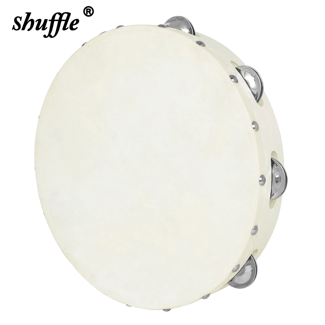 8/10inch Tambourine Orff Sheepskin Drum Wood Tambour Panderos Bell Jingles Percussion Musical Instruments Timbrel Christmas Gift