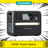 TALLPOWER V2400 Portable Power Station, 2160Wh LiFePo4 Solar Generator,2400W 50/60Hz AC Output,  UPS, 13 Outputs，LCD Screen