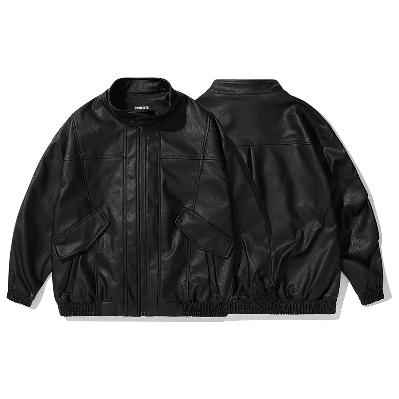 

Кожаная куртка Nanxia Zhuang 2024: Новинка Весны, функциональная, в стиле High Street, с узором «Личи», ретро, повседневная, с воротником