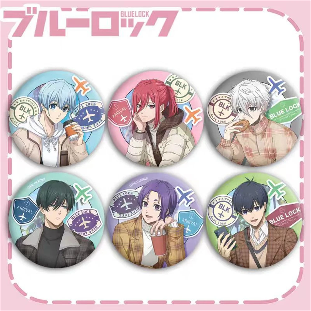 58mm Anime BLUE LOCK Itoshi Sae Mikage Reo Isagi Yoichi Cosplay COSTUME Badge Pin SPTE Tinplate Brooch Prop Gift