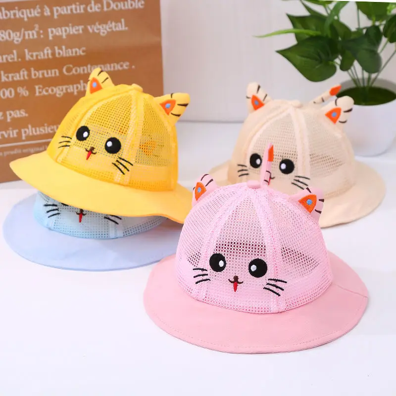 

1-2Year Cute Kids Baby Bucket Hat Cap Protective Dustproof Summer Mesh Breathable Sun Hats Spring Summer Kids Fisherman Hat