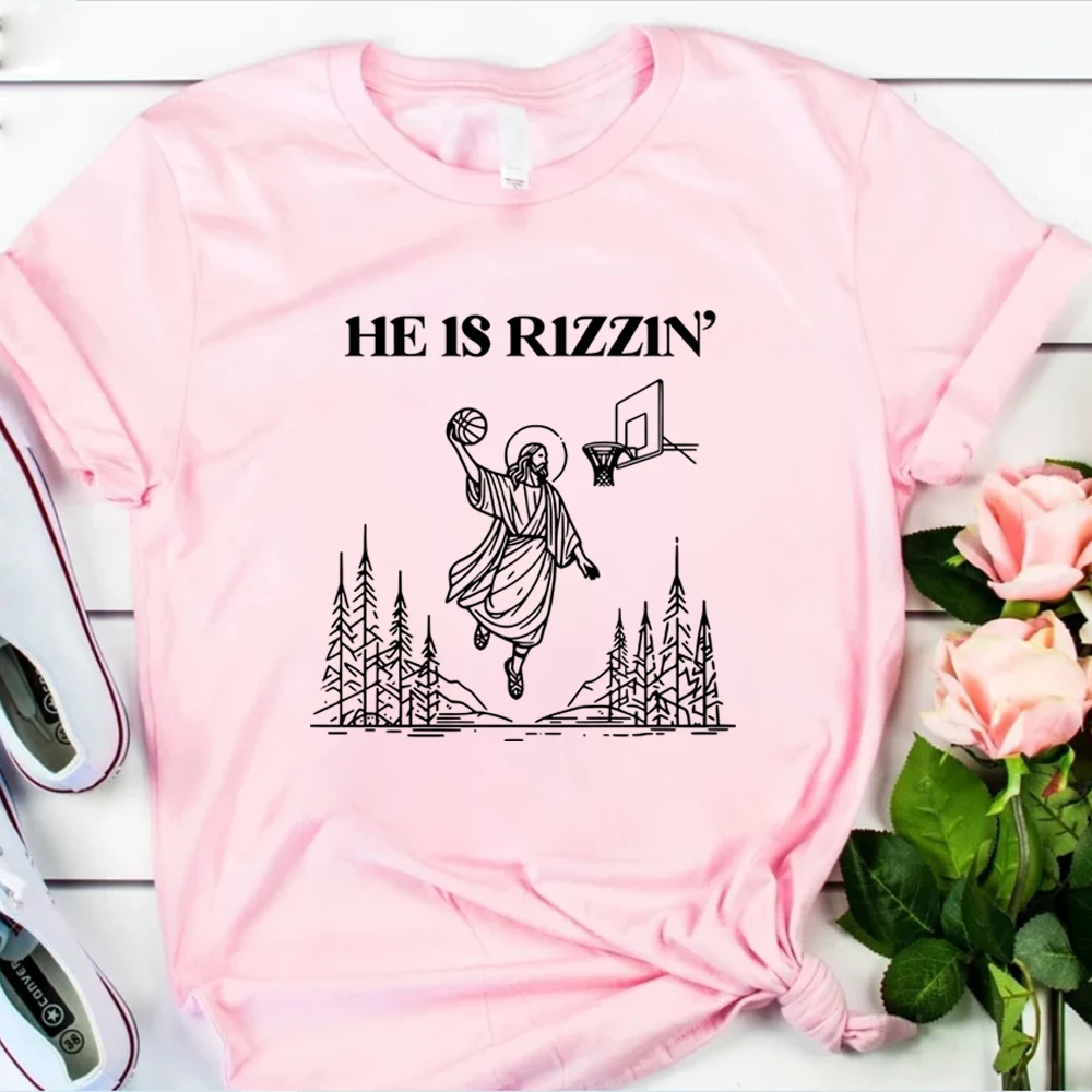Camiseta Vintage de Jesús jugando baloncesto, camiseta divertida de Pascua, camiseta Retro Y2K de fe cristiana, camisetas cristianas Unisex