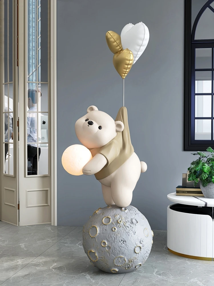 Home Decor 160CM Luminous Vitality Bear Statues Large Floor Decoration Living Room Animal Sculpture Ornaments Housewarming Gifts