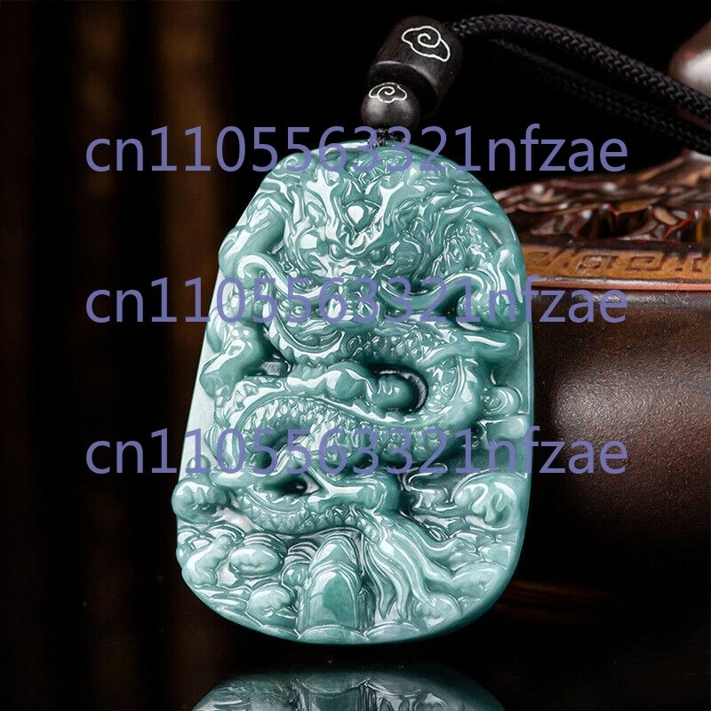 

2-дюймовый натуральный синий зеленый нефритовый жадеитовый кулон-амулет Bless Dragon Loong