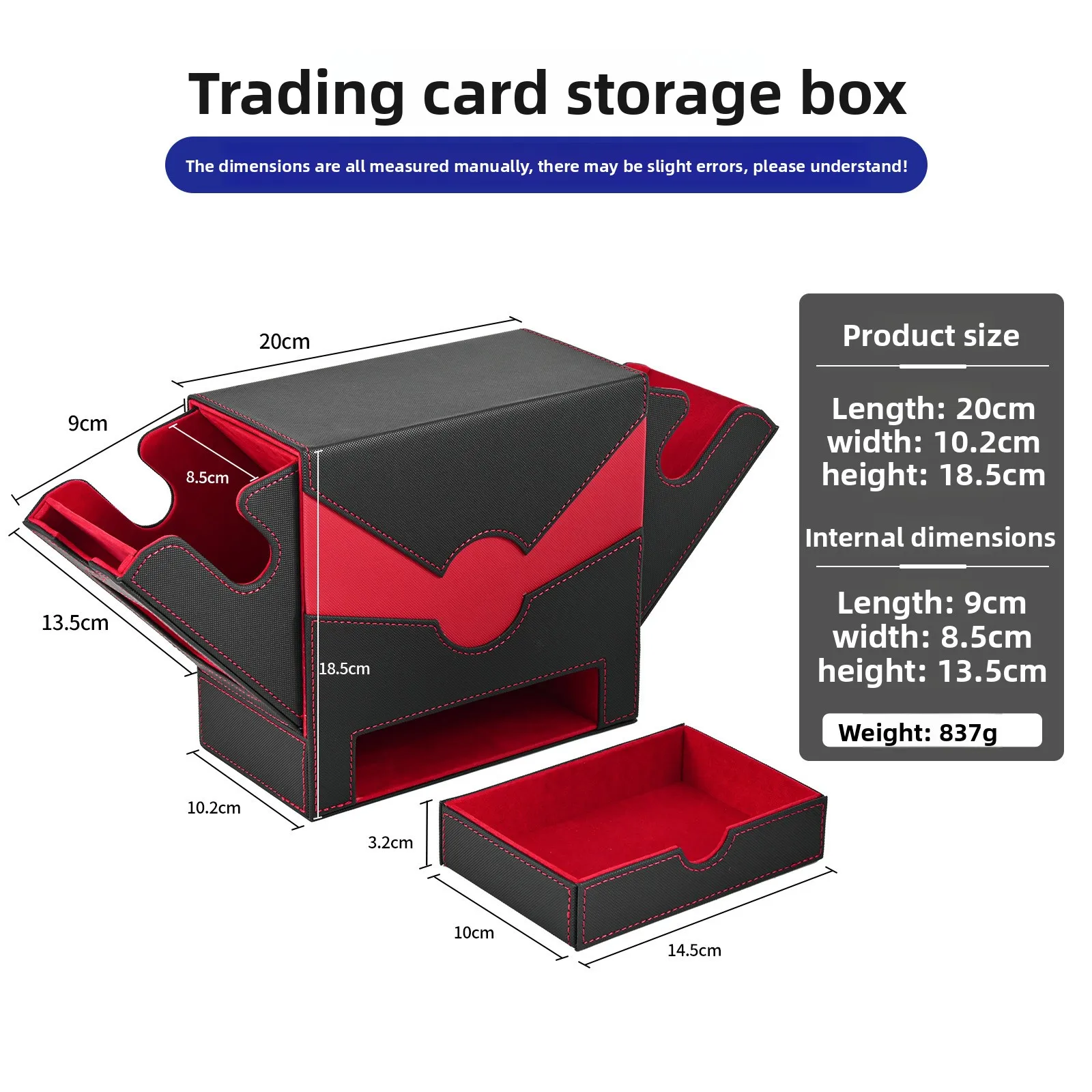 Slant Opening PU Leather Card Box Dual Window With Dice Tray MTG Trading Card Storage Deck Box